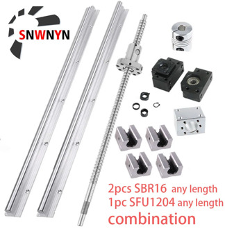 2pcs SBR16 Linear Rail+4pc SBR16UU Block Bearing+SFU1204 Ball Screw End Machined+1204 Nut Housing+BKBF10 End Support+Coupler Set