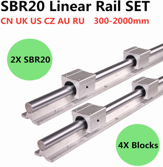 2pcs SBR20 200-2000mm Linear Guide Rail and 4pcs SBR20UU Linear Bearing Blocks for CNC parts 20mm Linear Rail