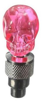 2Pcs Schedel Vorm Flesdop Led Light Wheel Tyre Lamp Voor Auto Motor Fiets roze
