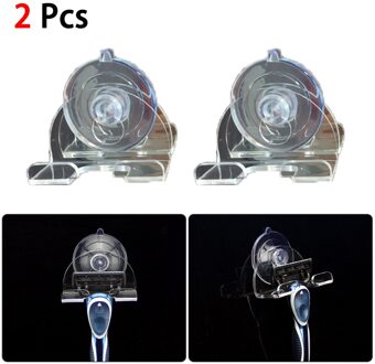 2Pcs Scheerapparaat Houder Zuignap Haak Schijf Badkamer Scheermes Rack Waterdicht Verwijderbare Transparante Zuignap Ponsen Gratis