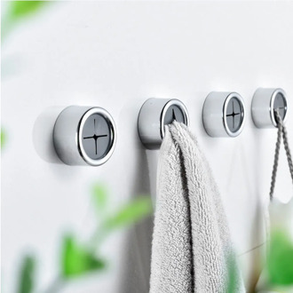 2Pcs Self-Adhesive Wall Hooks Towel Clip Round Wall Mount Hanger Anti-Collision Safety Holder for Bathroom Kitchen Home Storage