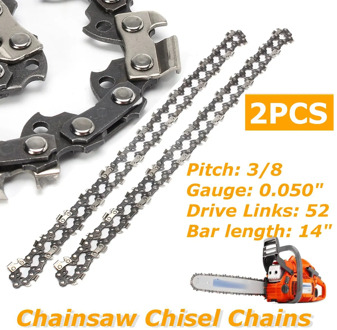 2pcs/set 14 Inch Chainsaw Saw Chain Drive Link Pitch 52 Link 3/8LP 050 Gauge Chainsaw Blade For Husqvarna Garden Tools