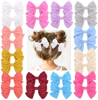 2Pcs/set 3.55 Inch Boutique Grosgrain Ribbon Print With Clips Kids Girl Handmade Hair Bows Hairpin Baby Girl Hair Accessories
