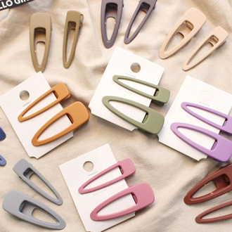 2Pcs/Set Baby Girls Hair Clips Matte Scrub Snap Clip Hair Pins for Children Women Kids Hairpins Metal Triangle Hair Accessories