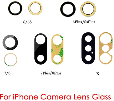 2pcs/set Back Rear Camera Glass Lens Cover Replacement for iPhone 6 6 plus 6s 6s plus 7 7p 8 8 Plus X with Adhesive