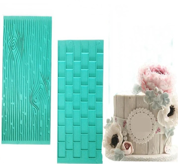 2Pcs/Set Bark Walls Cake Mold Embossed Fondant Brick Wood Grain Bakeware Cutter DIY Mould Pastry Baking Cake Decorating Tools