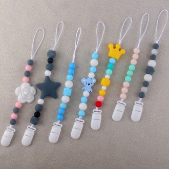 2Pcs/set Chew Silicone Beads Nipple Pacifier Clips Food Grade Feeding Dummy Clips Leash Strap