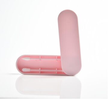 2pcs/set Double Head Silicone Cotton Swab Stick Reusable Cotton Swab Cleaning Tool Ear Spoon Cotton Swab Set Oranje