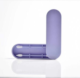 2pcs/set Double Head Silicone Cotton Swab Stick Reusable Cotton Swab Cleaning Tool Ear Spoon Cotton Swab Set Paars