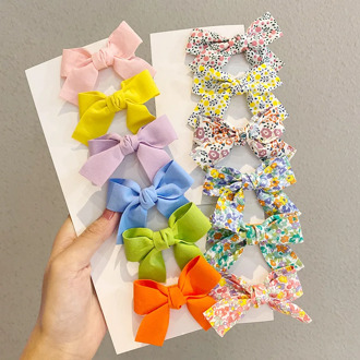 2PCS/Set Girls Solid Candy Color Hairpins Tie Bow Floral Hair Clips Barrettes Winding Colorful Kids Headwear Bebes Accesorios