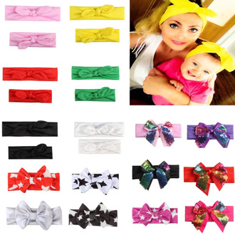 2PCS/Set Mom Mother & Daughter Kids Baby Girl Bow Headband Hair Band Accessories Parent-Child Family Headwear Head Band Headdres