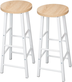 2PCS/SET Solid Wood High Bar Stools Bistro Stool Stable Durable Steel Structure MDF Seat Surface Coffee Chair Home Decor Stool