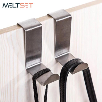 2pcs/set Stainless Steel Door Hooks Kitchen Cabinet Door Hanger for Towel Coat Clothes Bathroom Organizer Z shape Hooks Rack