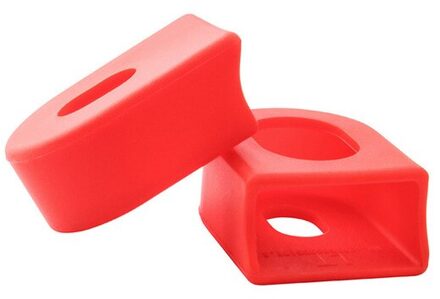 2Pcs Siliconen Fiets Crank Arm Protector Cover Weg Mountainbike Universele Crankstel Beschermende Caps Mtb Fietsen Accessoires rood