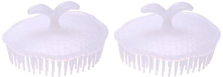 2Pcs Siliconen Shampoo Hoofdhuid Douche Wassen Borstels Hoofd Massage Kammen Haar Schoon Borstel Siliconen Bad Kammen