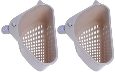 2Pcs Sink Afvoer Mand Zuignap Vuilnis Mand Keuken Benodigdheden Voor Thuis (Beige)