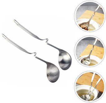 2Pcs Sleuven Lepel Soeplepel Roestvrij Staal Skimmer Soep Lepel Kookgerei