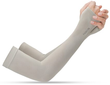 2Pcs Sport Arm Mouwen Uv Zon Beschermen Anti-Slip Ice Zijde Mouw Zonnebrandcrème Zomer Unisex Handschoenen Indoor Outdoor rijhandschoenen grijs