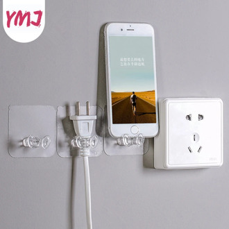 2pcs Strong Adhesive Wall Storage Hook Power Plug Socket Holder Wall Adhesive Hanger Home Office Multi-function Storage Hooks