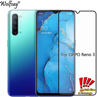2PCS Tempered Glass For OPPO Reno 3 Screen Protector Full Cover Glue Safety Glass For OPPO Reno 3 Phone Glass Reno3 Reno 3 5G