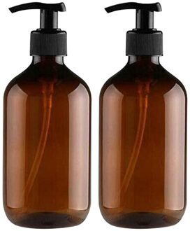 2Pcs Transparante Pet Plastic Flessen Met Zwarte Schroef Caps, recyclebaar 300 Ml Draagbare Zeep Dispensers Douchegel Bottelen bruin