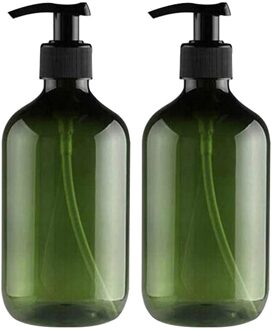 2Pcs Transparante Pet Plastic Flessen Met Zwarte Schroef Caps, recyclebaar 300 Ml Draagbare Zeep Dispensers Douchegel Bottelen groen