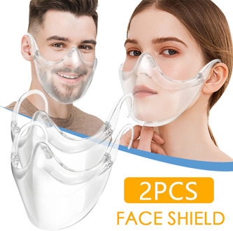 2PCS Transparent Face Mask Reusable Durable Combine Plastic Protective Mask Transparent Lightweight Face Shields Masque FL50
