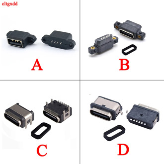 2Pcs Type c 3.1 USB 2.0 Female Jack 4P 6P 4 Feet Smd Inline Panel Waterproof Dwaterproof Water Diy Connector Repair