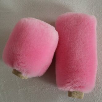 2Pcs Universal Manual Gear Shift Pluche Kragen Auto Siliconen Cover Handrem Grip Case Gear Hoofd Pookknop Warme Auto accessoire Roze