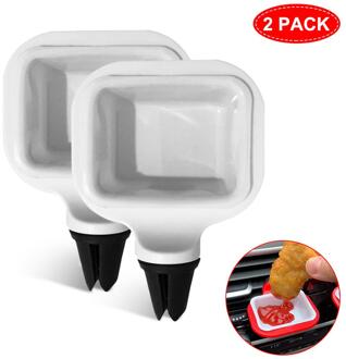 2Pcs Universal Vent In Auto Drankjes Cup Saucem Dip Clip In-Auto Saus Houder Voor Ketchup Dompelen Sauzen auto Saus Houder Organizer wit
