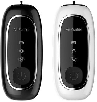 2Pcs Usb Draagbare Luchtreiniger, persoonlijke Opknoping Ketting Met Negatieve Ionen Luchtverfrisser-Geen Straling-Black & White