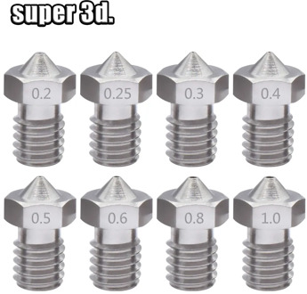 2pcs V5 V6 Stainless steel Nozzle 0.2/0.3/0.4/0.5/0.6/0.8mm M6 thread Nozzle for 3D Printer E3d 1.75/3.00MM Extruder Print Head