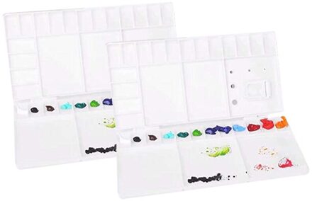 2Pcs Verf Palet, Aquarel Palet Palet Verf Lade Voor Verf Ambachtelijke Vouwen Verf Palet Kleurenpalet Doos