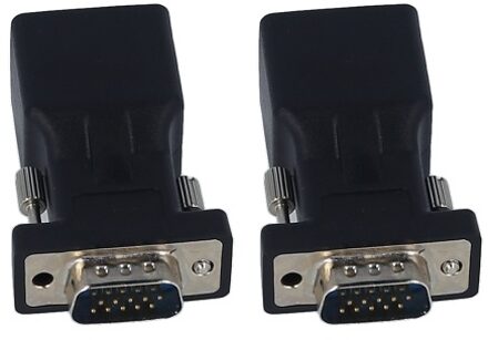 2PCS VGA to RJ45 Adapter VGA Male to RJ45 Adapter Ethernet Port Converter CAT5e CAT6 Network Cable Adapter