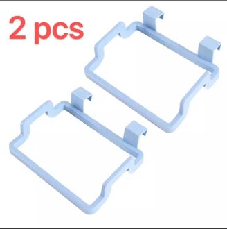 2Pcs Vuilniszak Houder Rack Keuken Accessoires Vuilniszak Opbergrek Draagbare Opknoping Kastdeur Terug Bathroomtowel Houder blauw