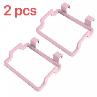 2Pcs Vuilniszak Houder Rack Keuken Accessoires Vuilniszak Opbergrek Draagbare Opknoping Kastdeur Terug Bathroomtowel Houder roze