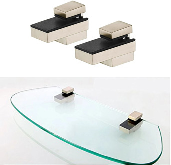 2pcs Wall Mount Glass Shelf Adjustable Wood Shelf Bracket Bracket Fish Mouth Glass Clamp 3-20mm/Zinc Alloy 3-28mm/3-15mm/3-20mm