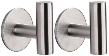 2Pcs Wall Mount Roestvrij Staal Zelfklevende Badhanddoek Haak Enkele Coat Robe Hoed Hanger Badjas Houder wit