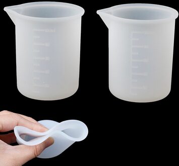 2Pcs Wassen Gratis Silicagel Maatbeker Diy Handgereedschap Met Schaal 100Ml Mengbeker Silicagel Meten cup