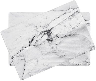 2Pcs Waterdichte Pvc Tafel Mat Olie-Proof Placemat Antislip Temperatuur Warmte Isolatie Marmeren Streep Tafel matten Voor Diner