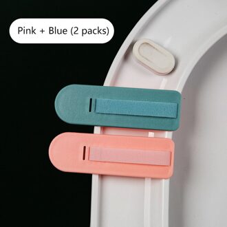 2Pcs Wc Deksel Lifter Accessoires Huishoudelijke Snap-On Flip Open, Niet Vies, Clear En Herbruikbare, badkamer Benodigdheden Zijn Stevig roze blauw