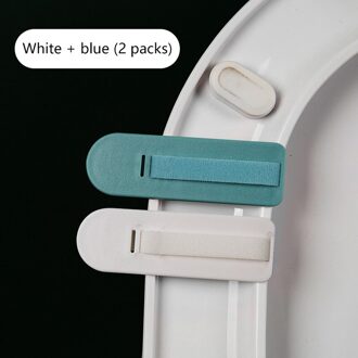 2Pcs Wc Deksel Lifter Accessoires Huishoudelijke Snap-On Flip Open, Niet Vies, Clear En Herbruikbare, badkamer Benodigdheden Zijn Stevig wit blauw