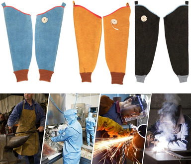 2Pcs Wear-resistant Cowhide Welding Sleeves of Welder Clothing High Temperature Resistant Working Arm Protective Safety Gloves