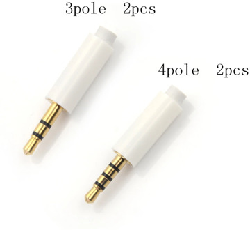 2PCS White 2.5mm Stereo Headset Plug With Tail 3/4 Pole 2.5 Mm Audio Plug Jack Adaptor Connector For Phone