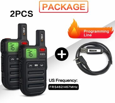 2Pcs X-GZ10 Mini Frs Walkie Talkie PMR446 Uhf FRS462-467MHz Radio Vox Handsfree Twee Manier Radio Met Trillingen Draadloze Klonen X-GZ10FRS-kabel