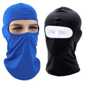 2Pcs Zon Bescherming Stofdicht Ademend Balaclava Volledige Dekking Gezichtsmasker zwart saffier blauw