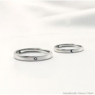 2Pcs Zon En Maan Minnaar Paar Ringen Set Promise Wedding Bands Voor Hem En Haar F06 21