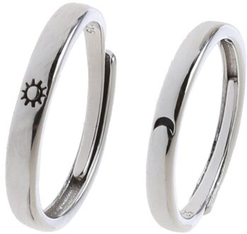 2Pcs Zon En Maan Minnaar Paar Ringen Set Promise Wedding Bands Voor Hem En Haar