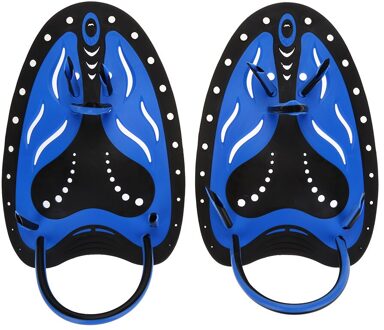 2Pcs Zwemmen Peddels Siliconen Duiken Hand Paddle Zwemvliezen Handschoenen Verstelbare PP Web Handschoenen Duiken Training Hand Fin blauw / L