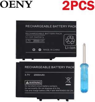 2pcs2000mAh 3.7V Oplaadbare Battery2 X Mini Screwdriversuperior Oplaadbare Lithium-Ion Batterij Voor Nintendo Dsl Nds Lite